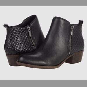 Lucky Brand Basel Smooth Leather Side Zip Block Heel Booties Size 11 M Women